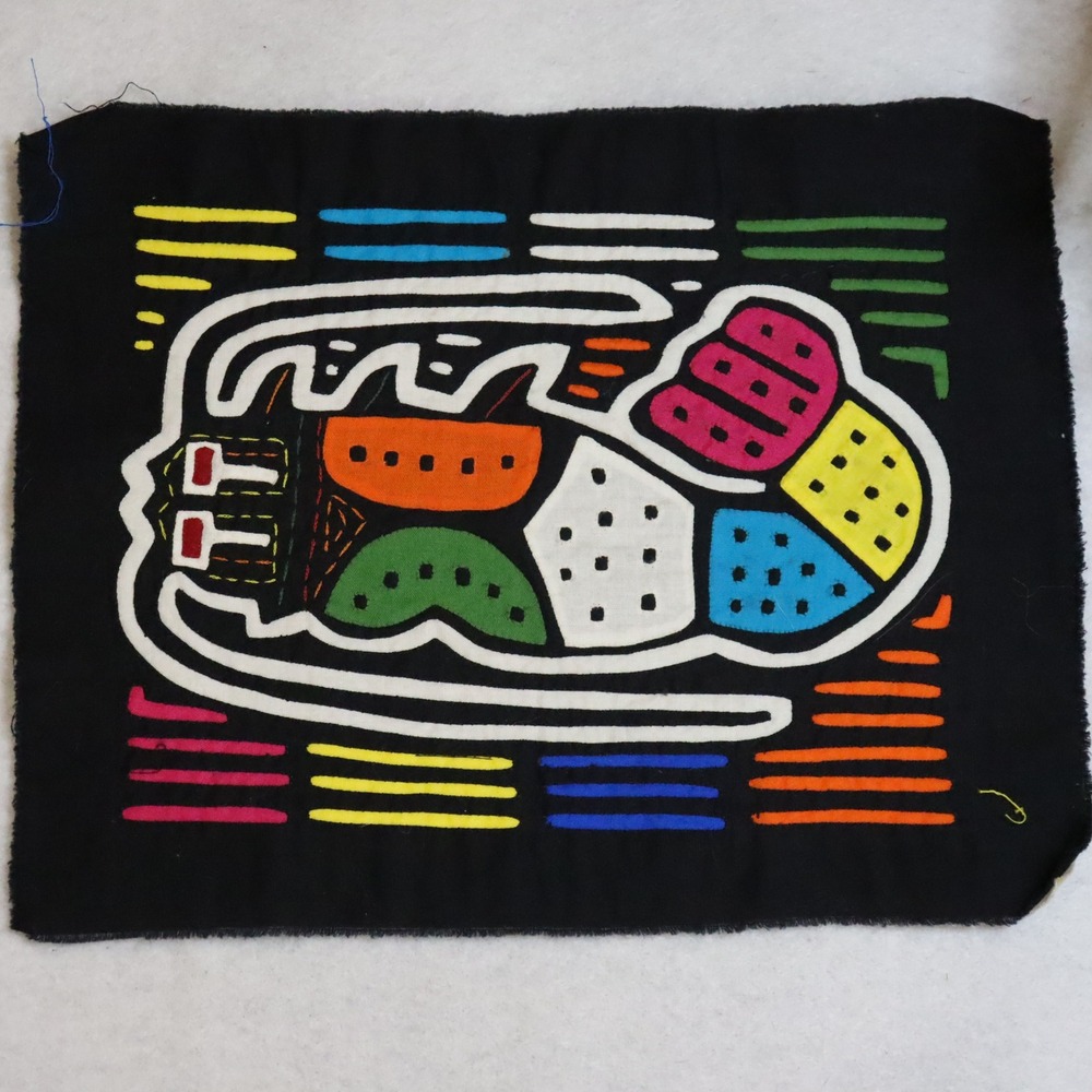 Mola Textile Art Panel Small Multicolor Unisex Handmade‎ Folk Art Decor